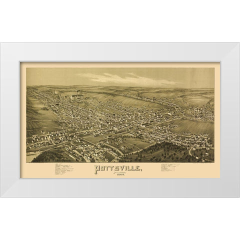 Pottsville Pennsylvania - Fowler 1889  White Modern Wood Framed Art Print by Fowler