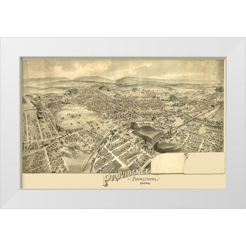 Providence Pennsylvania -1892 White Modern Wood Framed Art Print by Unknown