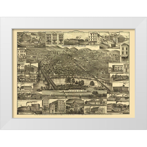 Reading Pennsylvania -1881 White Modern Wood Framed Art Print by Unknown