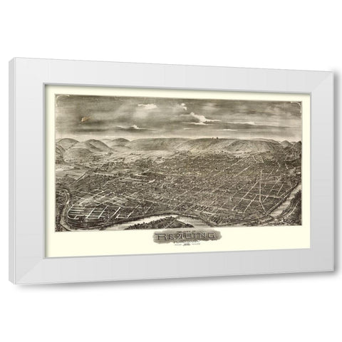 Reading Pennsylvania - Moyer 1898  White Modern Wood Framed Art Print by Moyer