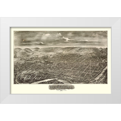 Reading Pennsylvania - Moyer 1898  White Modern Wood Framed Art Print by Moyer