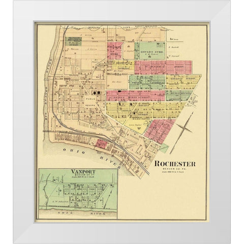 Rochester, Vanport Pennsylvania Landowner White Modern Wood Framed Art Print by Hayes