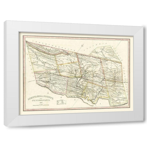 Schuylkill County Pennsylvania - 1830 White Modern Wood Framed Art Print by Unknown