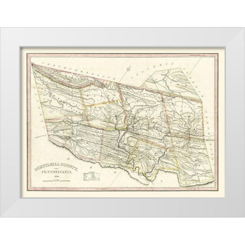 Schuylkill County Pennsylvania - 1830 White Modern Wood Framed Art Print by Unknown