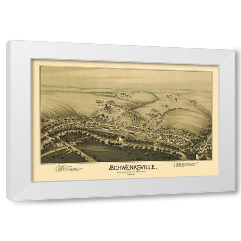 Schwenksville Pennsylvania - Fowler 1894  White Modern Wood Framed Art Print by Fowler