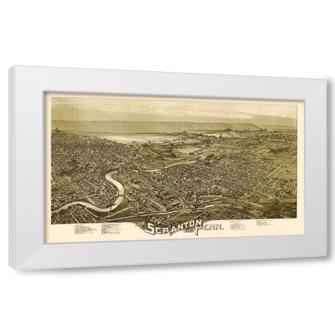 Scranton Pennsylvania - Fowler 1890  White Modern Wood Framed Art Print by Fowler