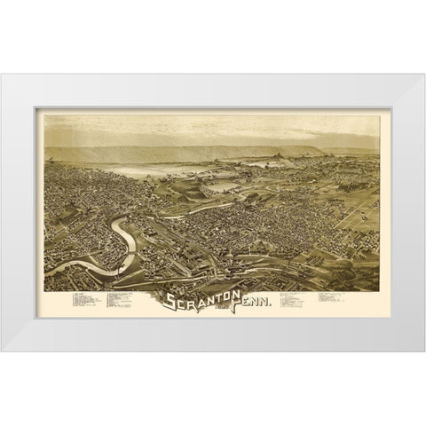Scranton Pennsylvania - Fowler 1890  White Modern Wood Framed Art Print by Fowler