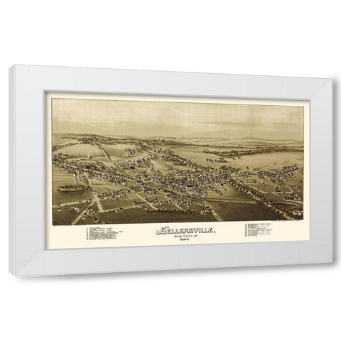 Sellersville Pennsylvania - Fowler 1894  White Modern Wood Framed Art Print by Fowler