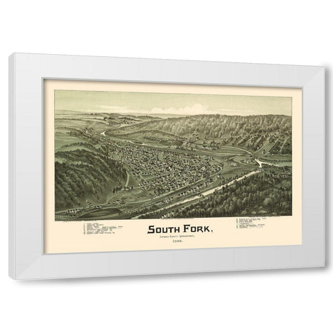 South Fork Pennsylvania - Fowler 1900  White Modern Wood Framed Art Print by Fowler