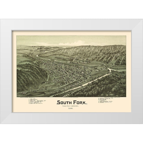 South Fork Pennsylvania - Fowler 1900  White Modern Wood Framed Art Print by Fowler