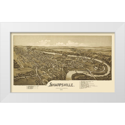 Sharpsville Pennsylvania - Fowler 1901  White Modern Wood Framed Art Print by Fowler