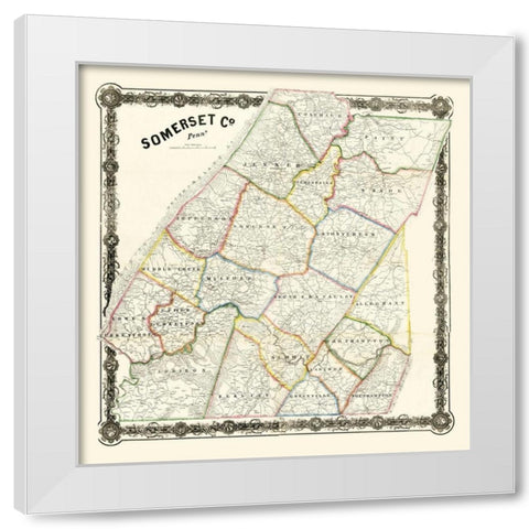 Somerset County Pennsylvania - 1860 White Modern Wood Framed Art Print by Unknown
