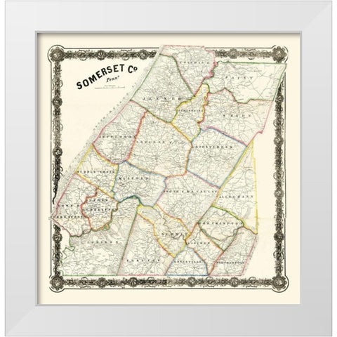 Somerset County Pennsylvania - 1860 White Modern Wood Framed Art Print by Unknown