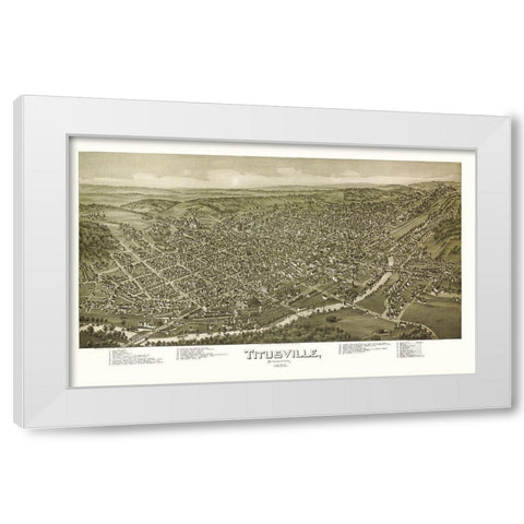 Titusville Pennsylvania - Fowler 1896  White Modern Wood Framed Art Print by Fowler