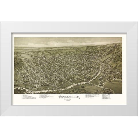 Titusville Pennsylvania - Fowler 1896  White Modern Wood Framed Art Print by Fowler