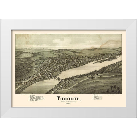 Tidioute Pennsylvania - Fowler 1896  White Modern Wood Framed Art Print by Fowler