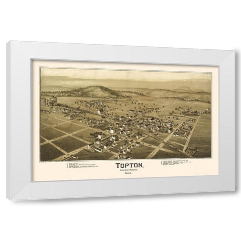 Topton Pennsylvania - Fowler 1893  White Modern Wood Framed Art Print by Fowler
