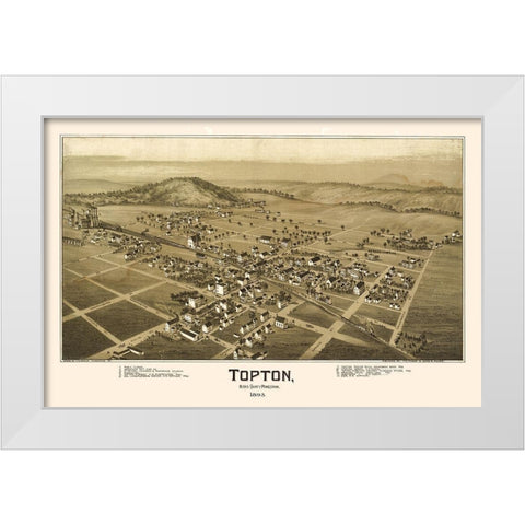 Topton Pennsylvania - Fowler 1893  White Modern Wood Framed Art Print by Fowler