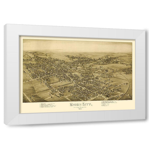 Union City Pennsylvania - Fowler 1895  White Modern Wood Framed Art Print by Fowler