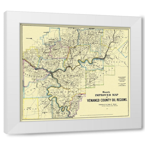 Venango Pennsylvania Landowner - Hunt 1865 White Modern Wood Framed Art Print by Hunt