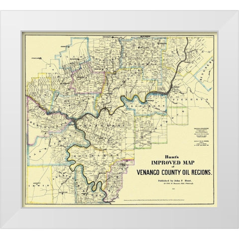 Venango Pennsylvania Landowner - Hunt 1865 White Modern Wood Framed Art Print by Hunt