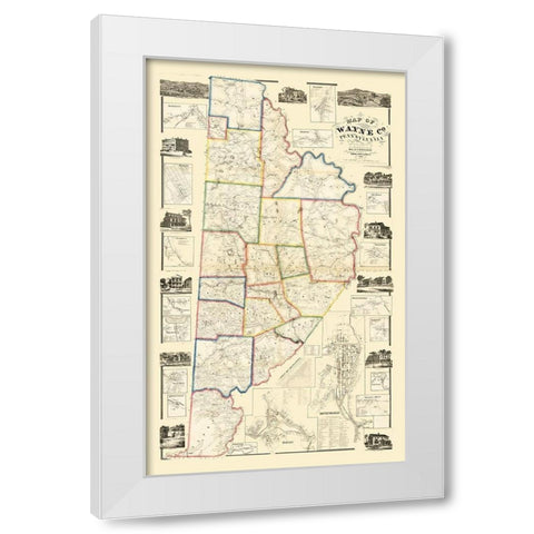 Wayne County Pennsylvania - Converse 1860 White Modern Wood Framed Art Print by Converse