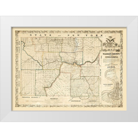 Warren County Pennsylvania - Ludlow 1838 White Modern Wood Framed Art Print by Ludlow