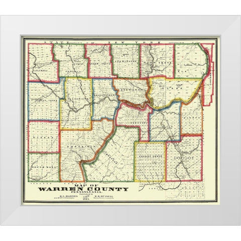Warren County Pennsylvania - Barnes 1865 White Modern Wood Framed Art Print by Barnes