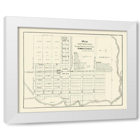 Wattsburg Pennsylvania - Baker 1836  White Modern Wood Framed Art Print by Baker
