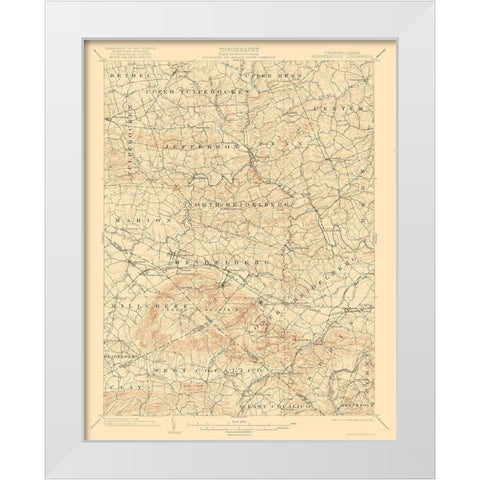 Wernersville Pennsylvania Quad - USGS 1902 White Modern Wood Framed Art Print by USGS