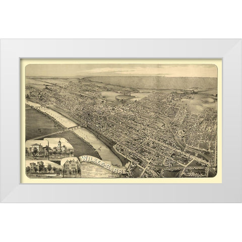 Wilkes Barre Pennsylvania - Moyer 1889  White Modern Wood Framed Art Print by Moyer