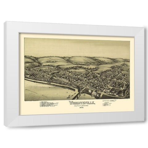 Wrightsville Pennsylvania - Fowler 1894  White Modern Wood Framed Art Print by Fowler