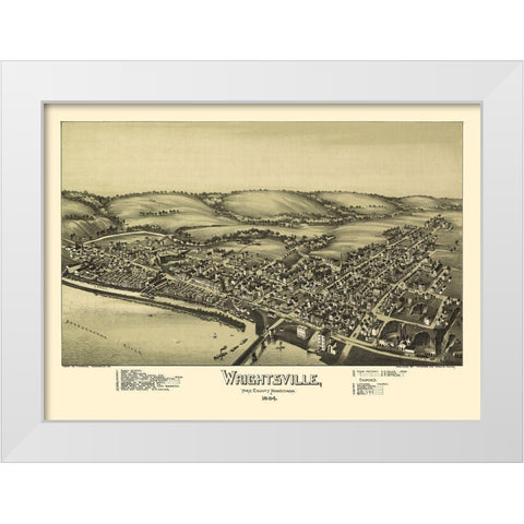 Wrightsville Pennsylvania - Fowler 1894  White Modern Wood Framed Art Print by Fowler