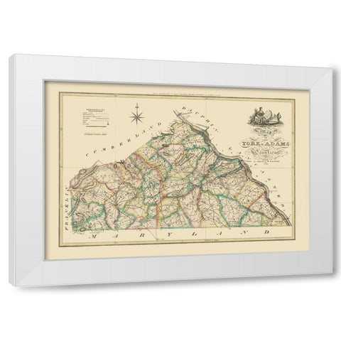York County Pennsylvania - Wagner 1821 White Modern Wood Framed Art Print by Wagner