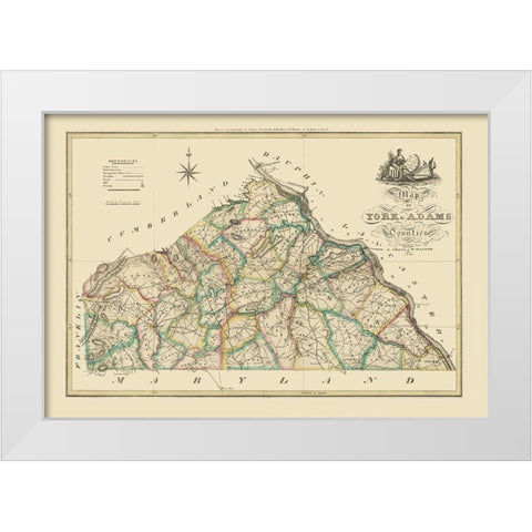 York County Pennsylvania - Wagner 1821 White Modern Wood Framed Art Print by Wagner