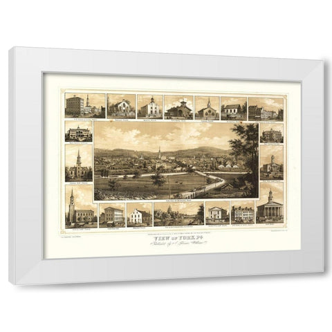 York Pennsylvania - Williams 1852  White Modern Wood Framed Art Print by Williams