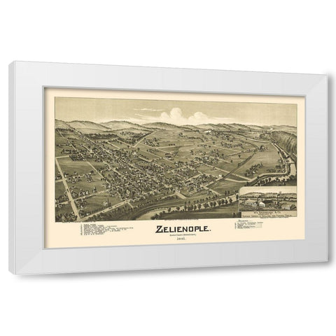 Zelienople Pennsylvania - Fowler 1901  White Modern Wood Framed Art Print by Fowler