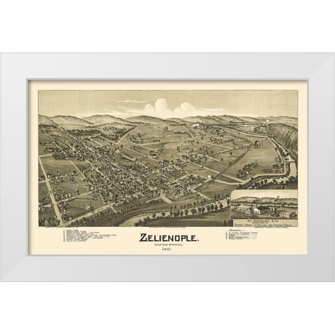 Zelienople Pennsylvania - Fowler 1901  White Modern Wood Framed Art Print by Fowler
