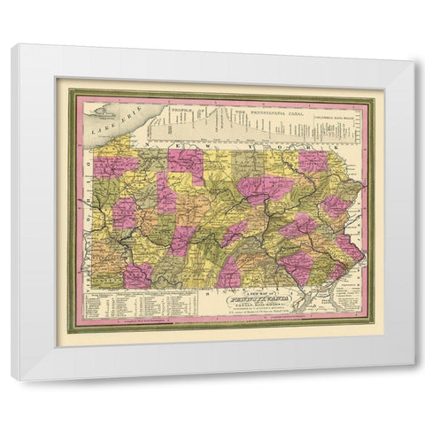 Pennsylvania - Mitchell 1846 White Modern Wood Framed Art Print by Mitchell