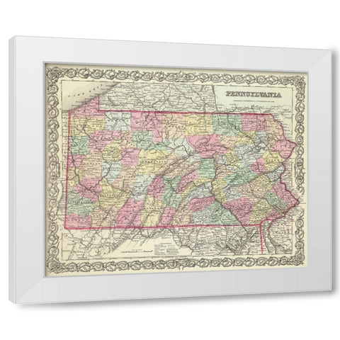 Pennsylvania - Colton 1856 White Modern Wood Framed Art Print by Colton