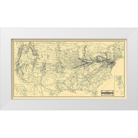 Pennsylvania Railroad and Connections 1889 White Modern Wood Framed Art Print by Patterson