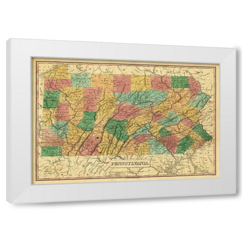 Pennsylvania - Finley 1829  White Modern Wood Framed Art Print by Finley