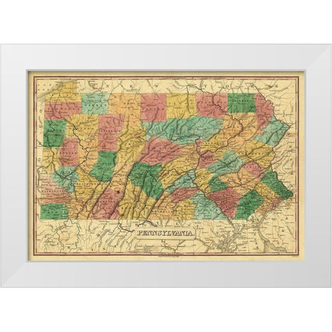 Pennsylvania - Finley 1829  White Modern Wood Framed Art Print by Finley