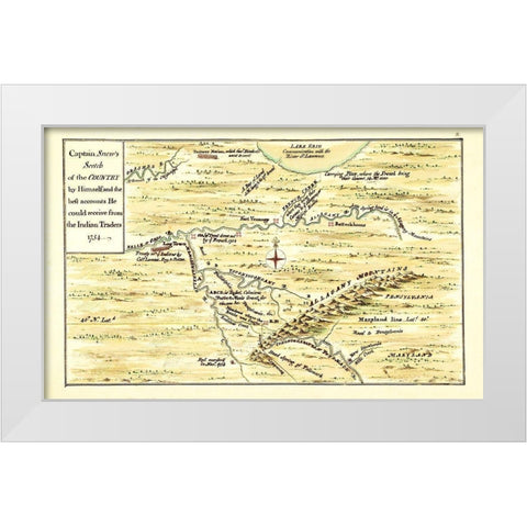 Captain Snows Sketch of Country - Snow 1754 White Modern Wood Framed Art Print by Snow