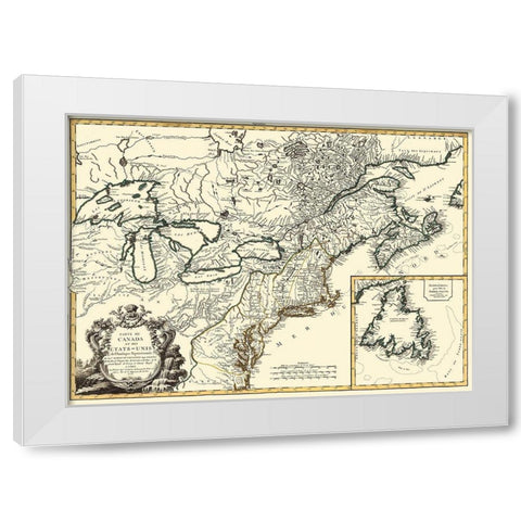 United States Canada - Vaugondy 1778 White Modern Wood Framed Art Print by Vaugondy