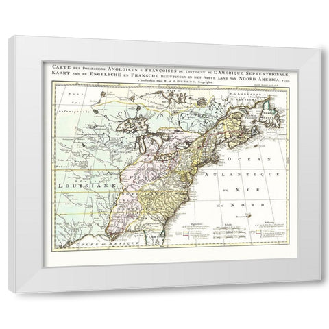 English French Possessions North America White Modern Wood Framed Art Print by Ottens