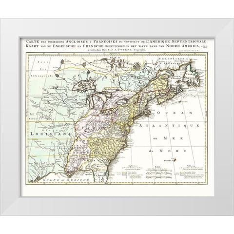 English French Possessions North America White Modern Wood Framed Art Print by Ottens