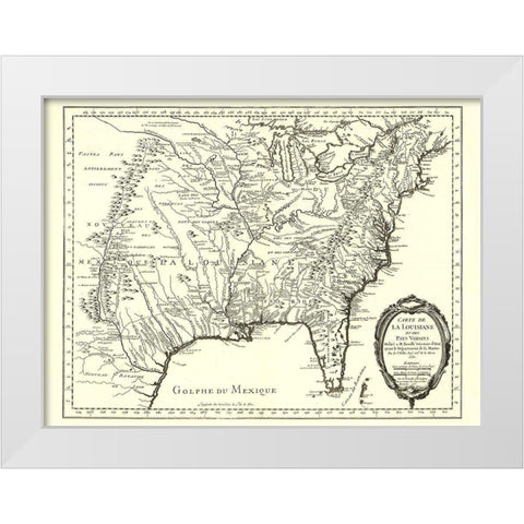Louisiana with Neighboring Countries - 1750 White Modern Wood Framed Art Print by Unknown