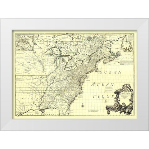 America with French English Establishments - 1756 White Modern Wood Framed Art Print by Unknown