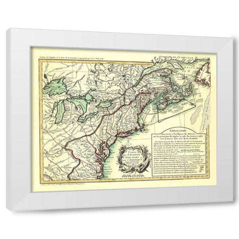 English Colonies in North America - Overton 1756 White Modern Wood Framed Art Print by Overton
